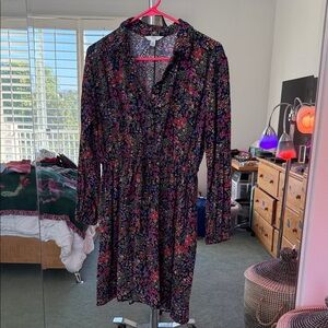 Time and Tru Multicolor Floral Long Sleeve Dress